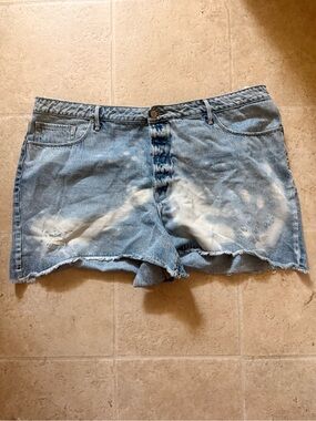 Women’s Good American Bleached Denim Shorts - Light Blue